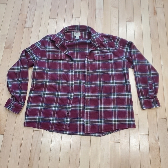 L.L. Bean Other - LL Bean dark wine color plaid flannel soft organic cotton button down | size L